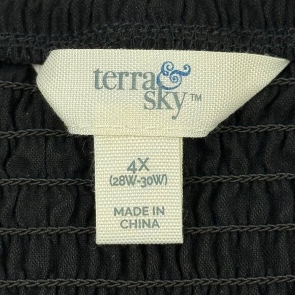 Terra & Sky Women Pullover Flutter Sleeve Black Midi Dress Plus 4X (28W-30W) NWT - Picture 7 of 11